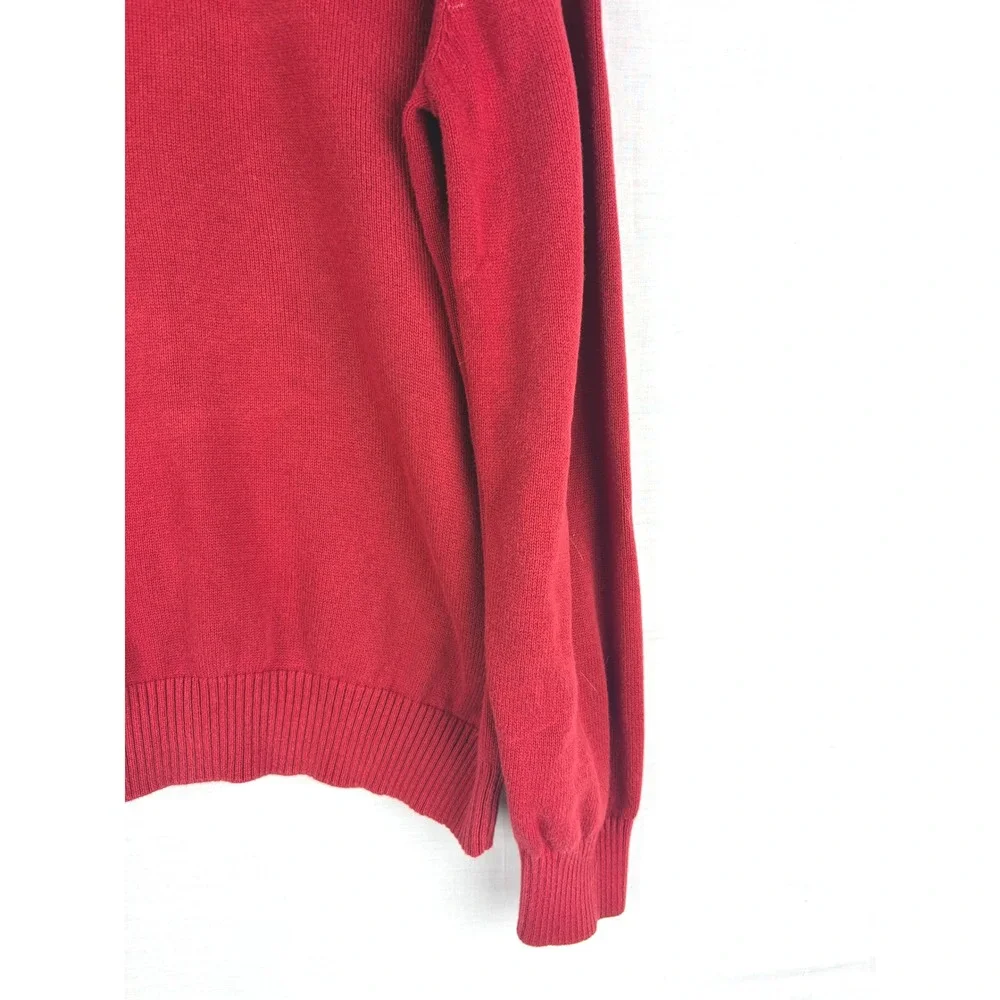Vintage Sun River Clothing Co Mens Red Cotton Ribbed Knit Crewneck Sweater Large